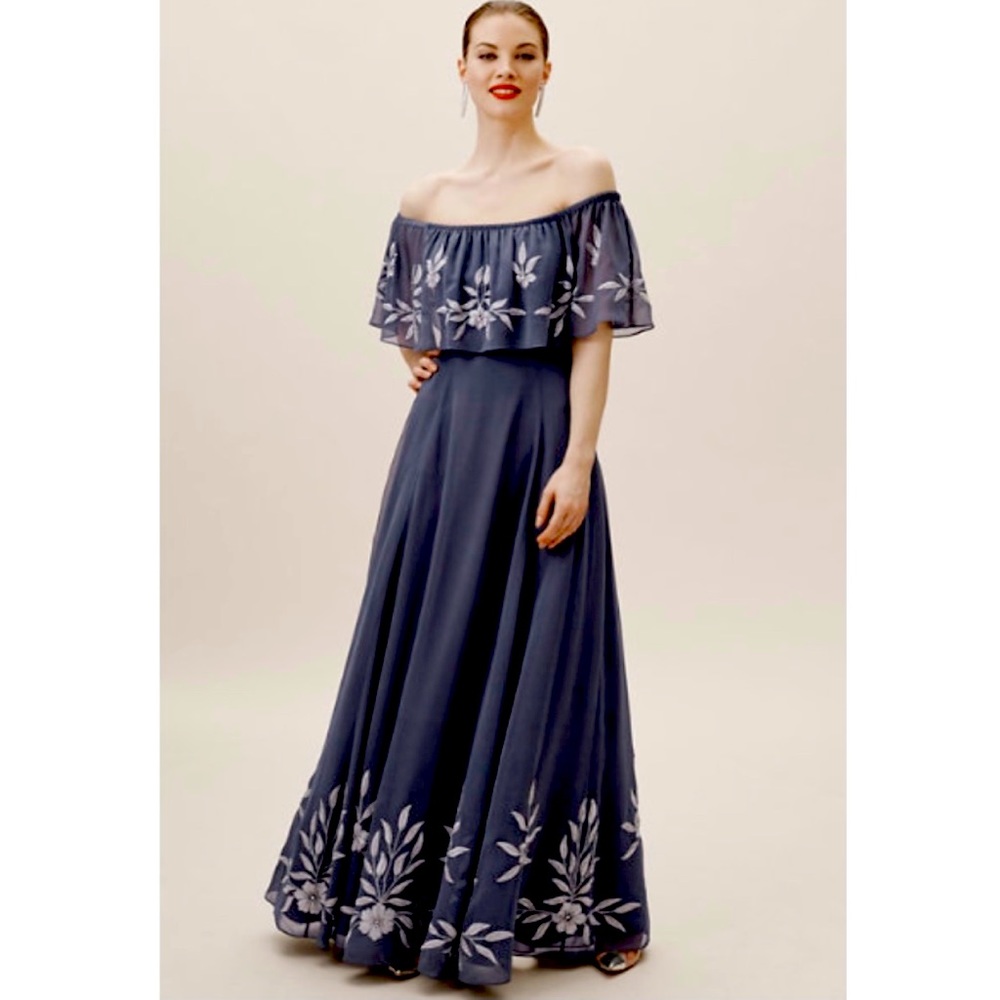 NWT BHLDN Brittany Dress in Hydrangea (Slate/Gray)
